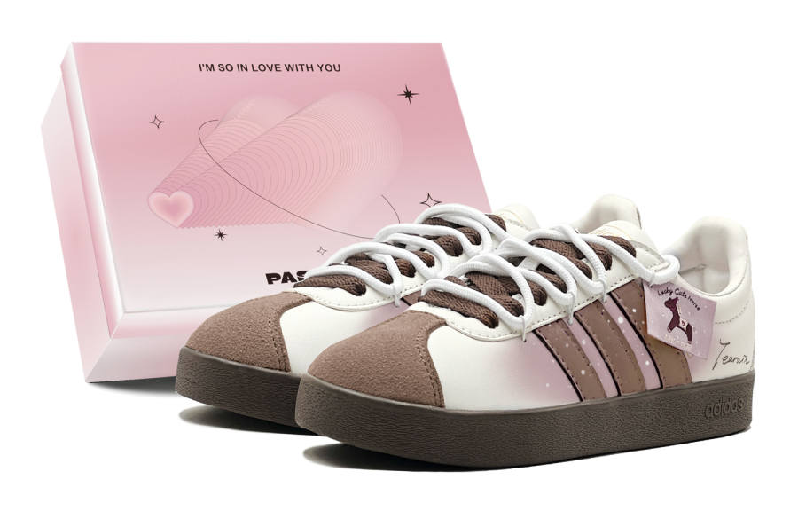 Adidas Adidas Vl Court Classic Romantic Favor, Pink Dream Pony, Anti Aging Playful, Individual Hand Drawn Low top