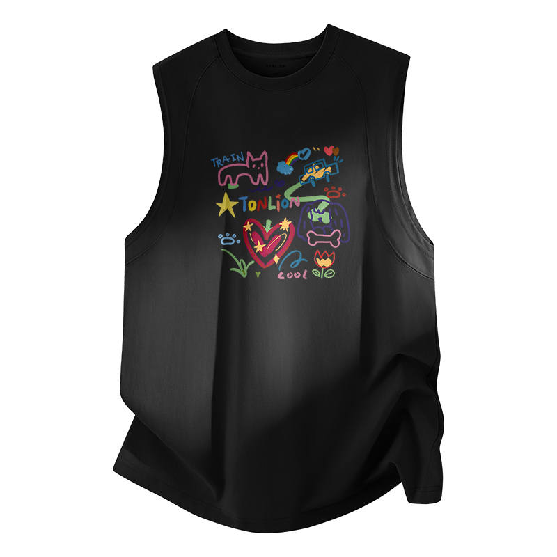 Tonlion Tank Tops Unisex Crew Neck Thin Straight Fit