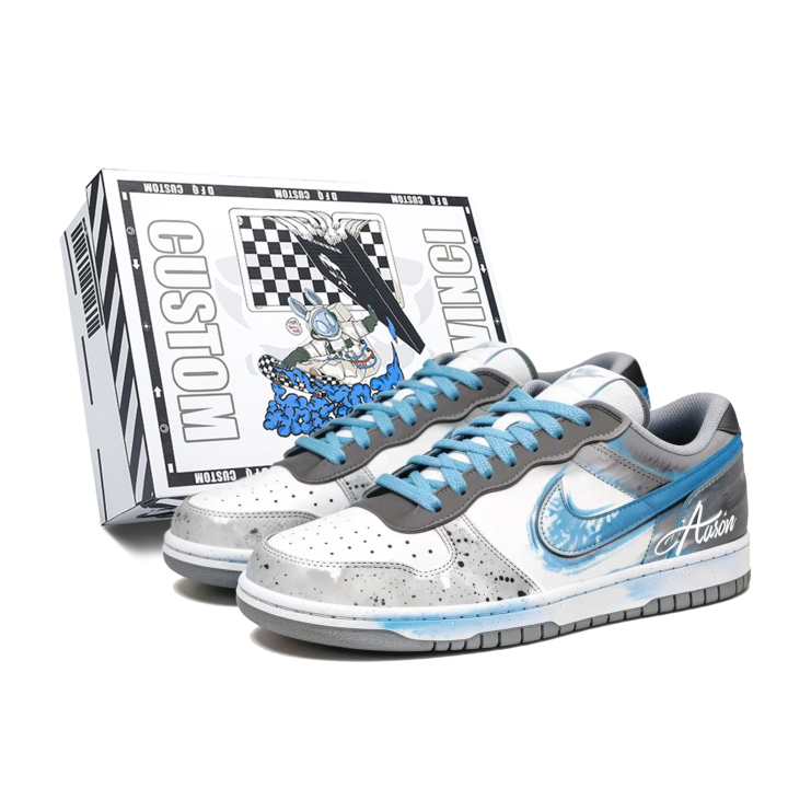 Nike Custom Shoes Nike Big Low Lux Blue Ink Star, Box Low top Skateboard Shoes Men's Blue