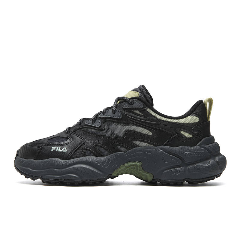 FILA FERN Abrasion Resistant, Breathable, Lightweight Low top Chunky Sneakers Men's Black/Scallion Green
