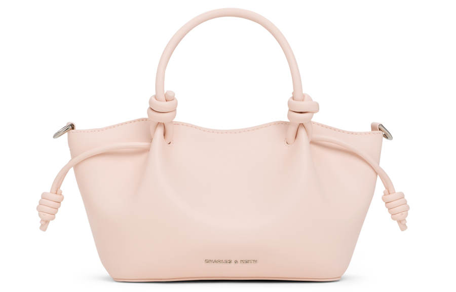 CHARLES&KEITH Pu Handbag Small Women's Cream Milk White/Black/Soft Pink Light Pink