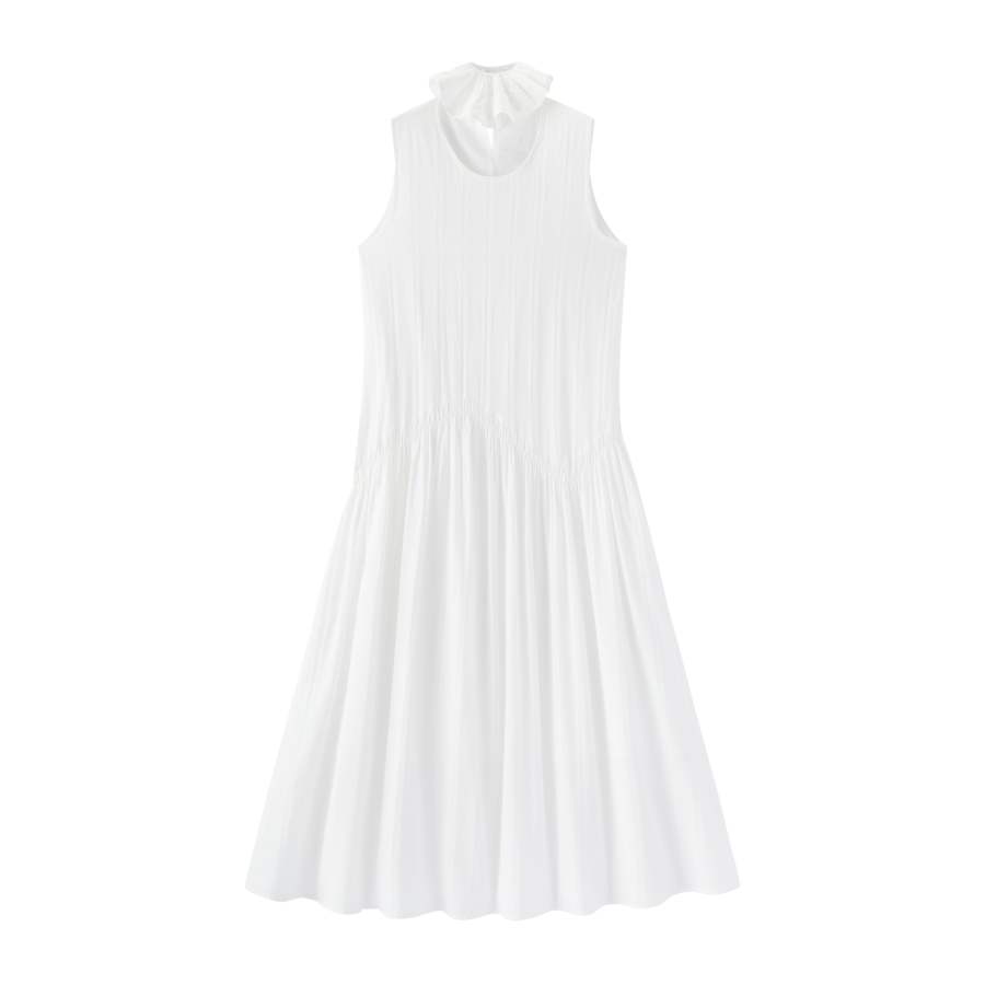 Semir Sleeveless Dresses Women's Raw White 10101 Crew Neck Moderate Long