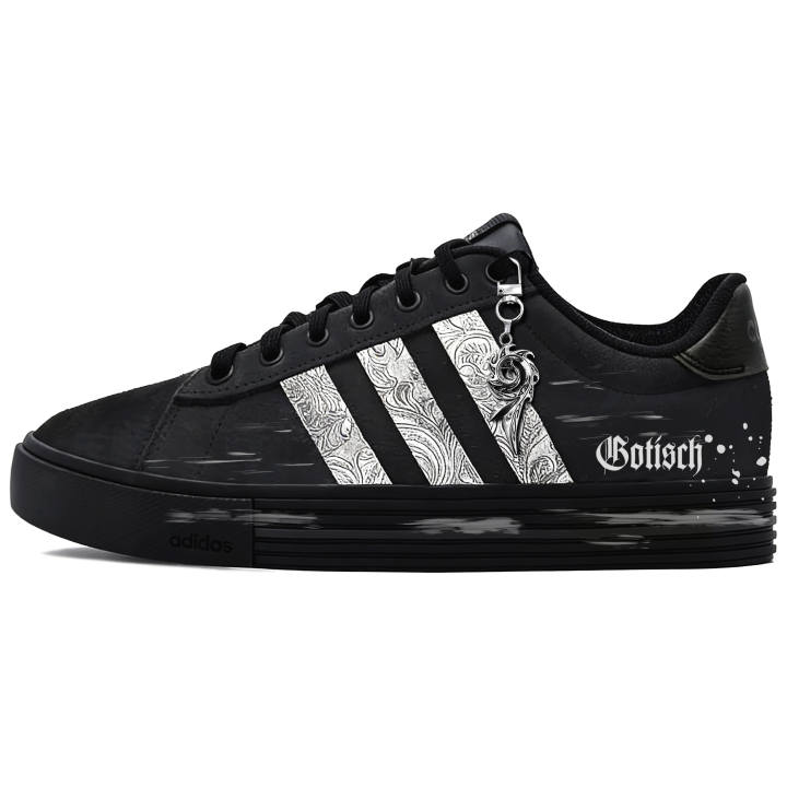 Adidas Adidas Daily Subtle Texture Thorn Synthetic Leather Low top Skateboard Shoes Unisex Black Silver