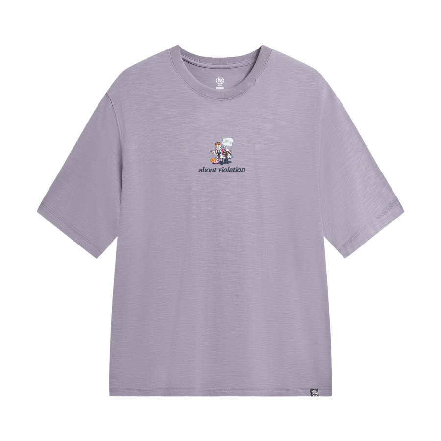 Li-Ning Li Ning BADFIVE T Shirts Men's Light Dark Purple Crew Neck Moderate