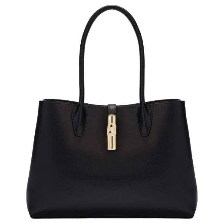 Furla GOCCIA Leather Handbag Medium Women's Black