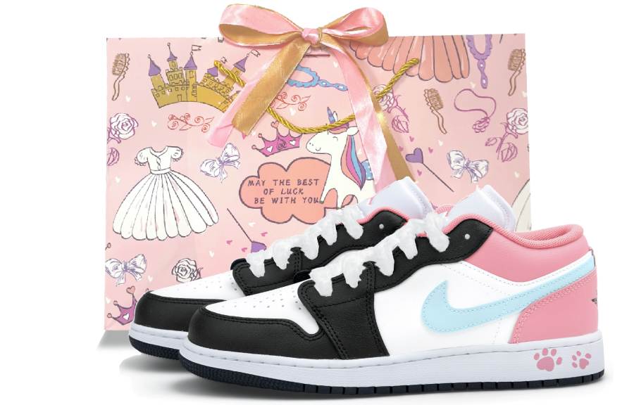 Jordan Jordan Air Jordan 1 Low top Children's Basketball Shoes White Pink Unisex