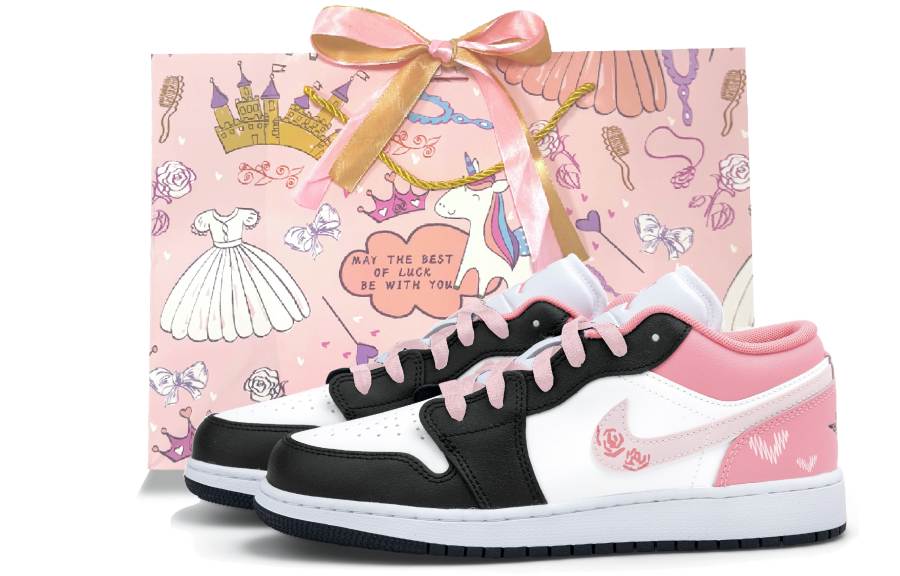 Jordan Jordan Air Jordan 1 Low top Children's Basketball Shoes White Pink Unisex