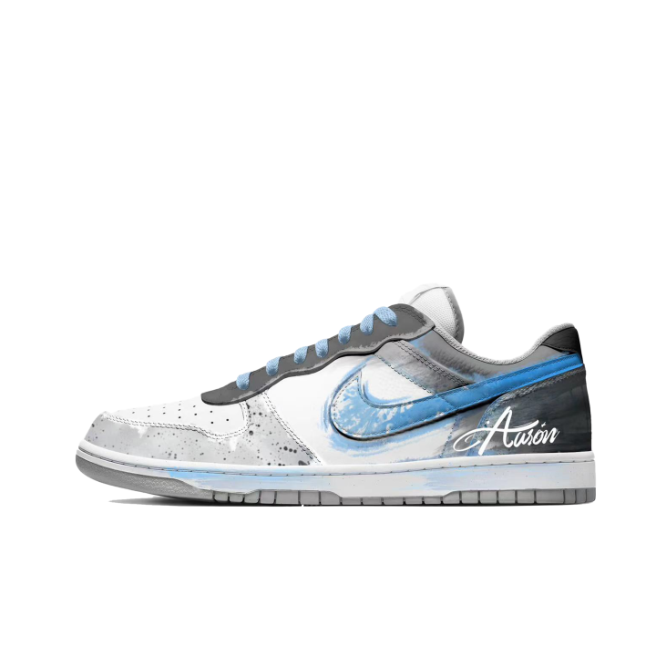 Nike Custom Shoes Nike Big Low Lux Blue Ink Star Script Low top Skateboard Shoes Men's Blue