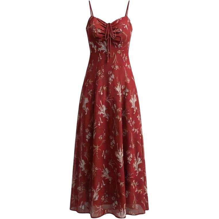CHARM GLOW Slip Dresses Women's Red Square Collar Moderate Short
