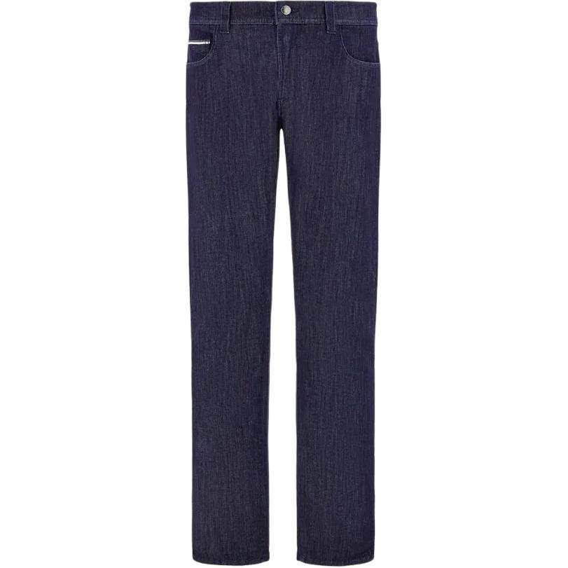 Canali Jeans Men's Dark Blue Moderate Straight Fit Pants