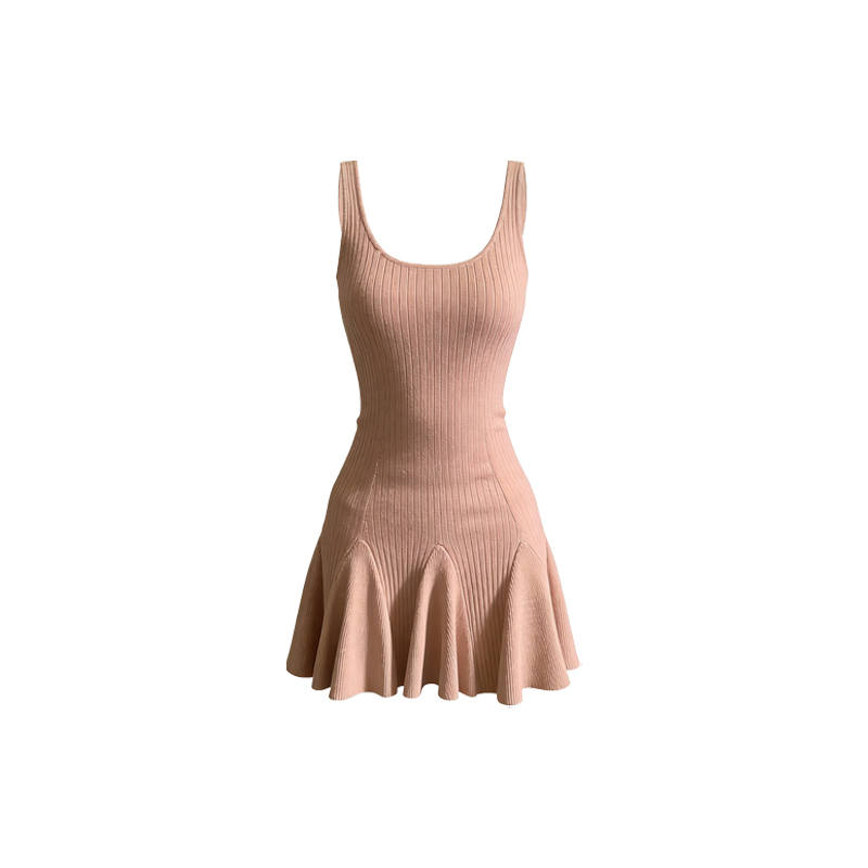 Aghr Sleeveless Dresses Women's Pink Crew Neck Moderate Short