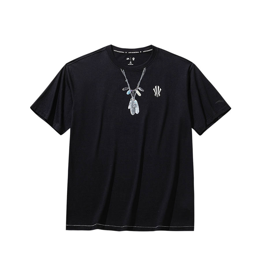 Anta Basketball Collection Short Sleeved T Shirts Unisex Basic Black