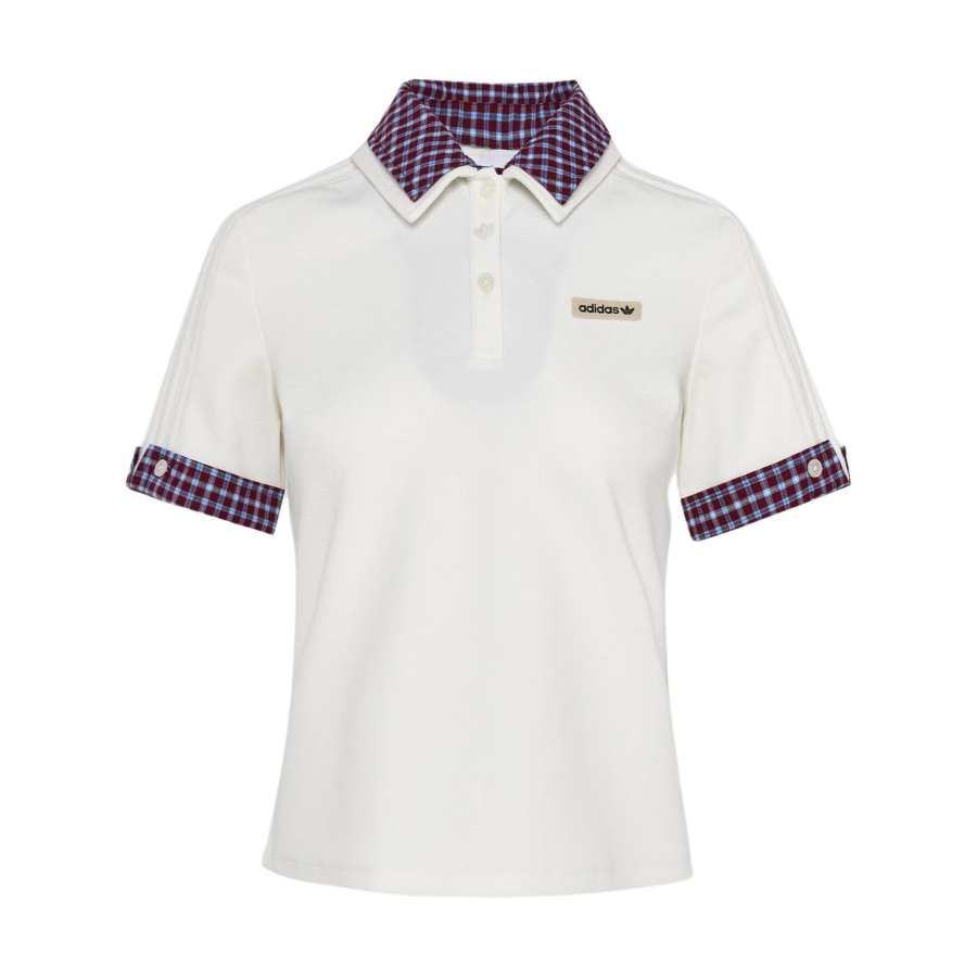 Adidas Originals PLAID SS W Polo Shirt Women's White