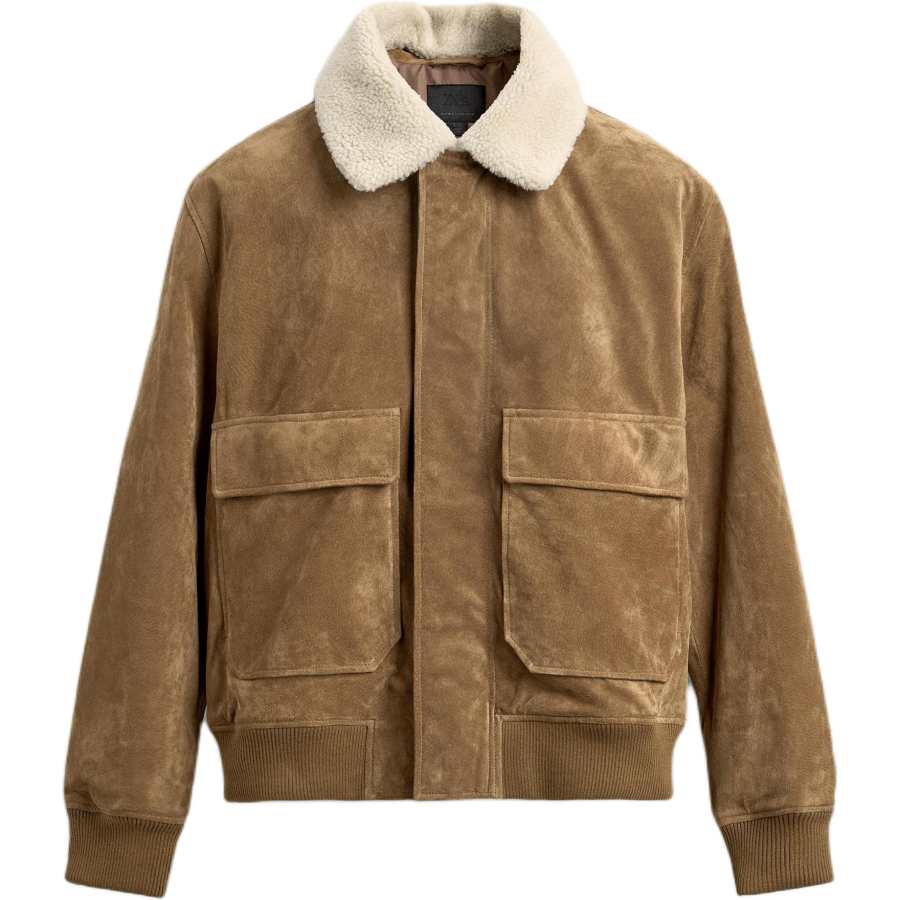 ZARA Puffer Jackets Men's Beige Lapel Fleece Lined Harrington