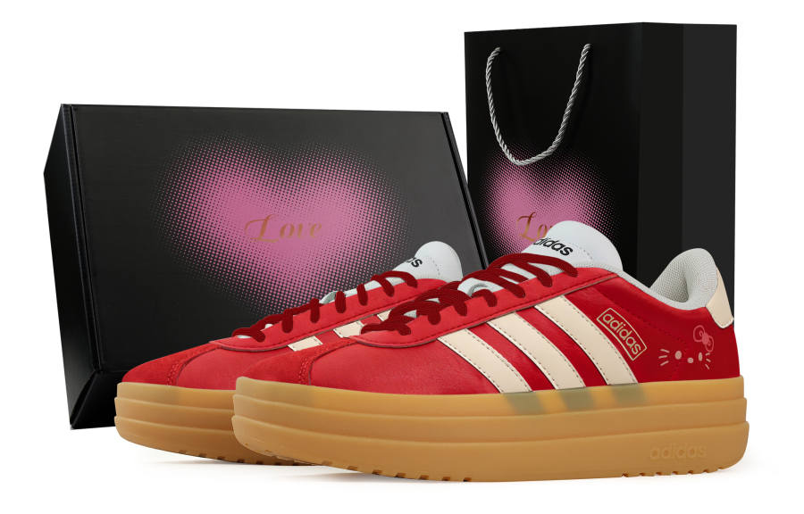 Adidas Adidas VL Court Bold Heart Box Slip Resistant Abrasion Resistant Low top Skateboard Shoes Women's Red