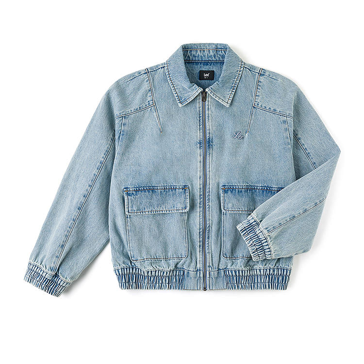 Lee Denim Jackets Women's Light Blue Lapel Moderate Straight Fit