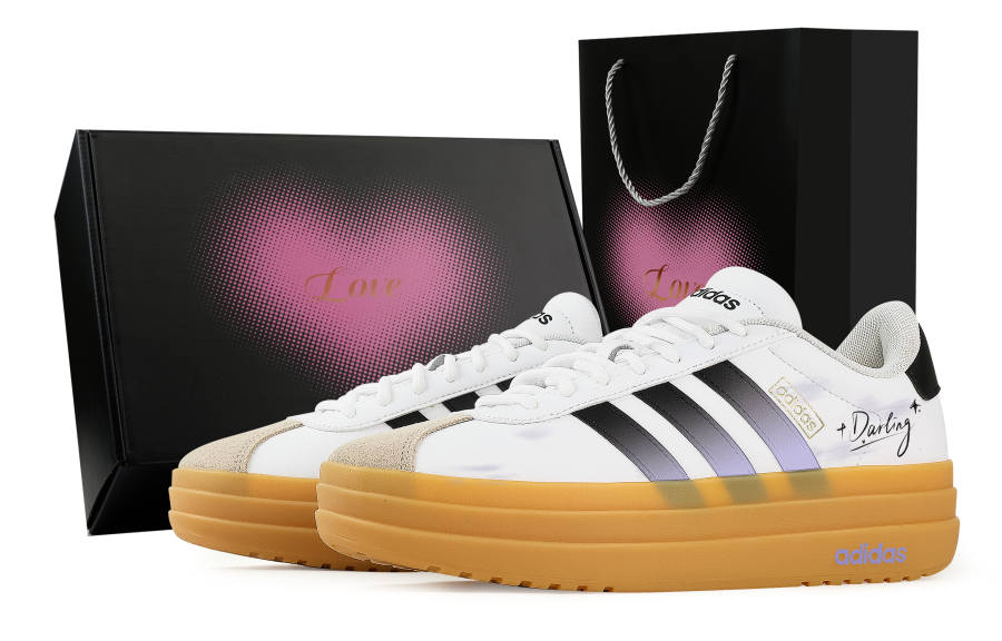 Adidas Adidas VL Court Bold Sweetheart, Heart Box Abrasion Resistant Slip Resistant Low top Skateboard Shoes Women's White