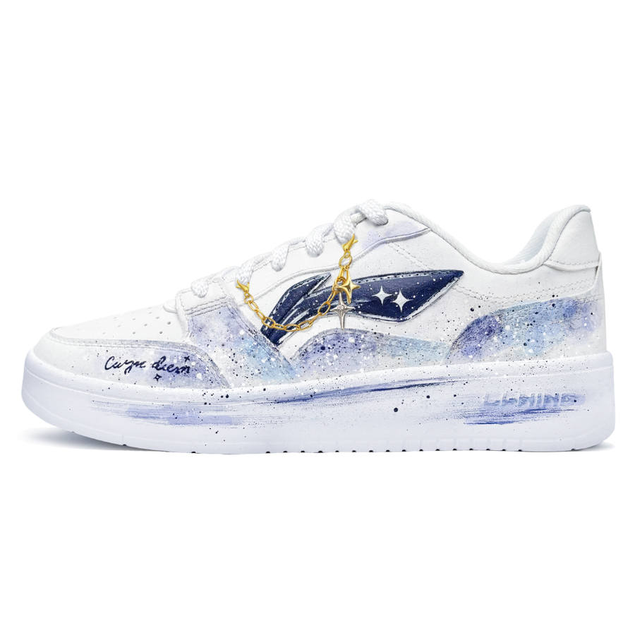 Li-Ning Li Ning Sycee Galaxy Mist Collection, First Moon Culture CH Low top Skateboard Shoes Men's White Blue Purple