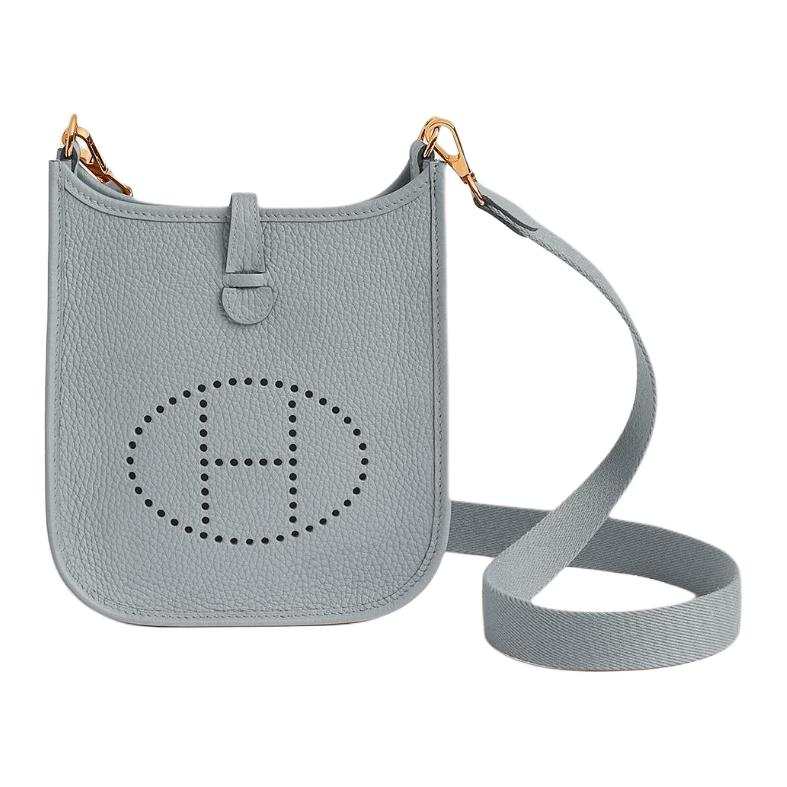 HERMES Evelyne Minimalist Style Cut Out Logo Design Crossbody Bags 16 Women's Glacier Blue