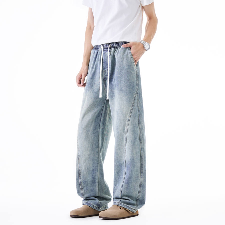 Izzue Jeans Unisex Thickened And Fleece Lined Straight Fit Pants