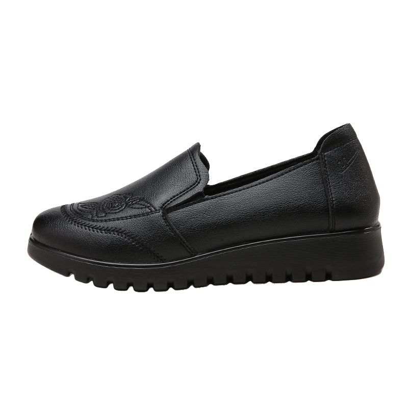 Warrior Elderly Shoes, Spring Fall, Women's, Mother's Shoes Casual Leather Shoes Women's Black