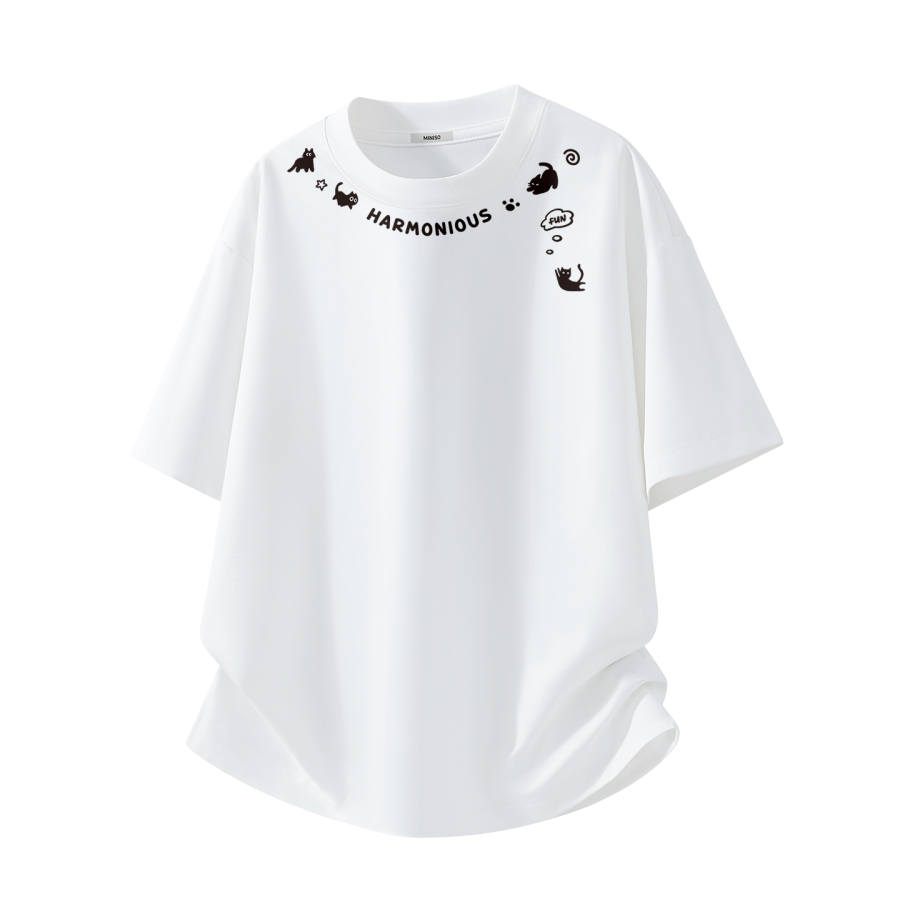 MINISO T Shirts Unisex Crew Neck Moderate Straight Fit
