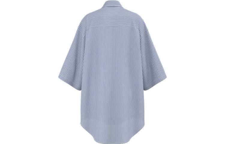 URBAN REVIVO Shirts Women's Light Blue Stripes Lapel