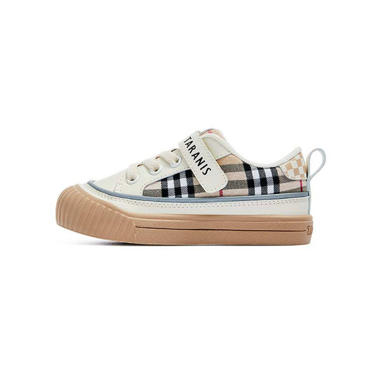 TARANIS 311 Soft Sole Comfortable Indoor Shoes Slip Resistant Anti Kick Low top Skateboard Shoes White Apricot Kids'