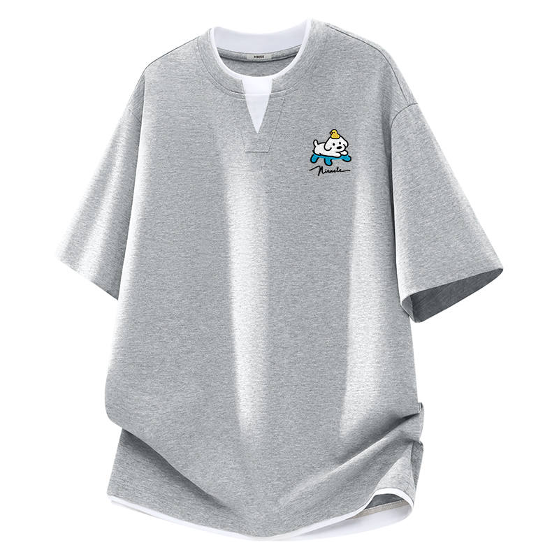 MINISO MINISO T Shirts Unisex Crew Neck Moderate Mock Two Piece