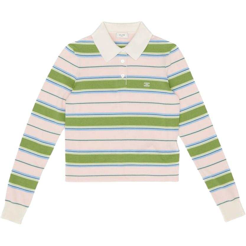 CELINE Knitwear Women's Green Polo Collar Moderate
