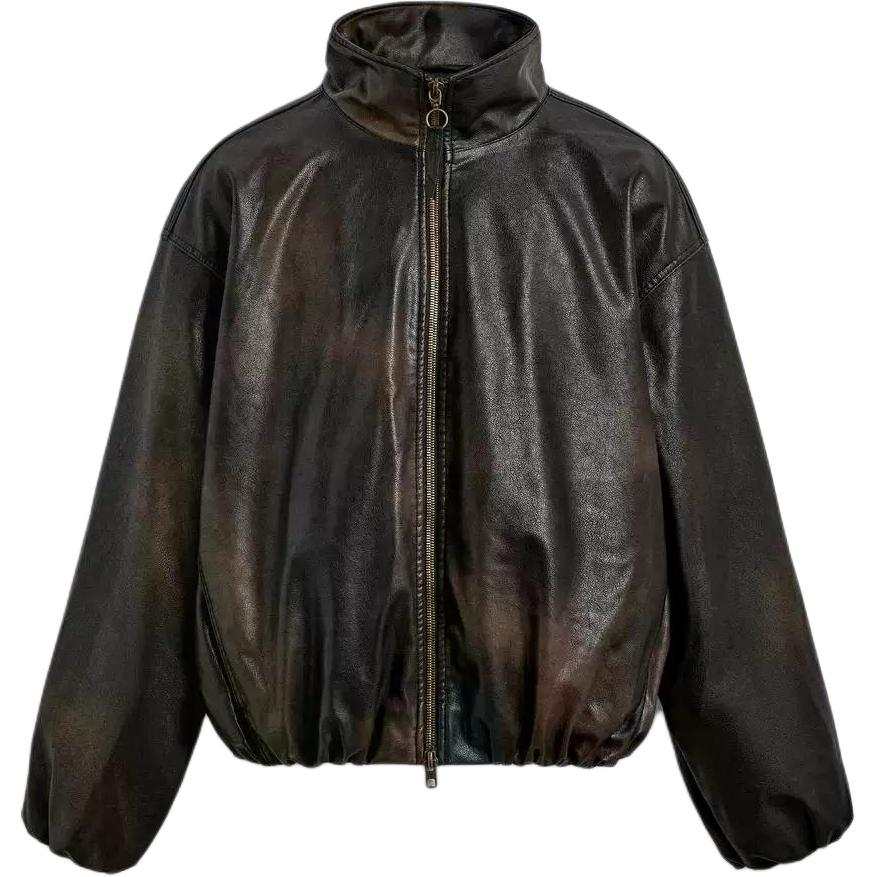 ZARA ZARA Jackets Men's Brown Stand Collar Moderate