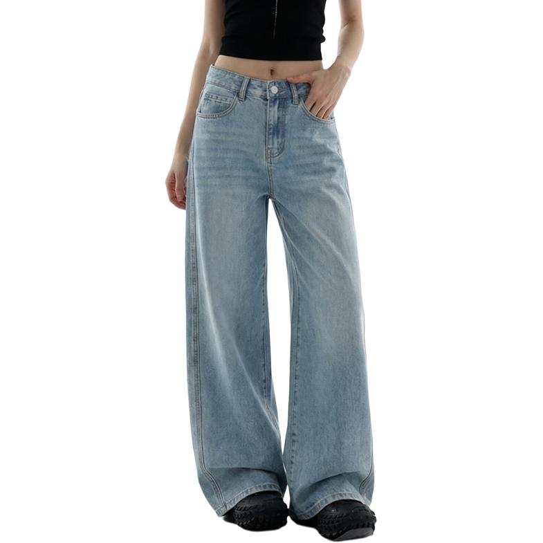 Tonlion Jeans Women's Light Blue Moderate Wide Leg Pants