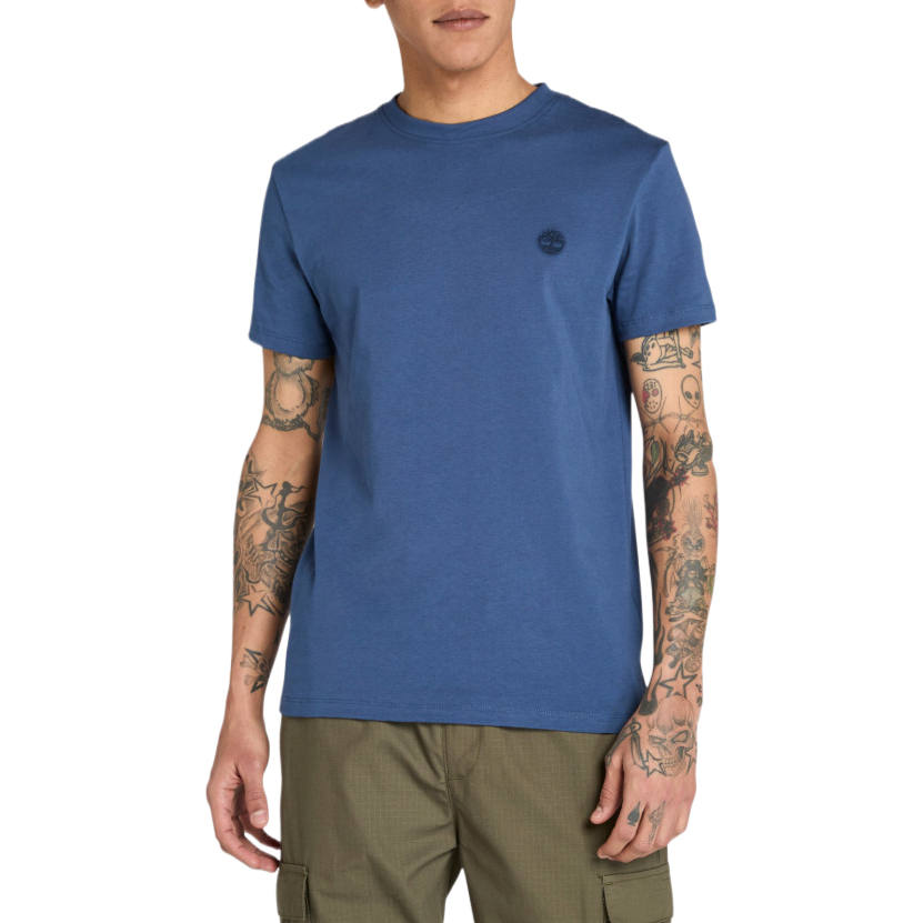 Timberland T Shirts Men's Blue Crew Neck Moderate Straight Fit
