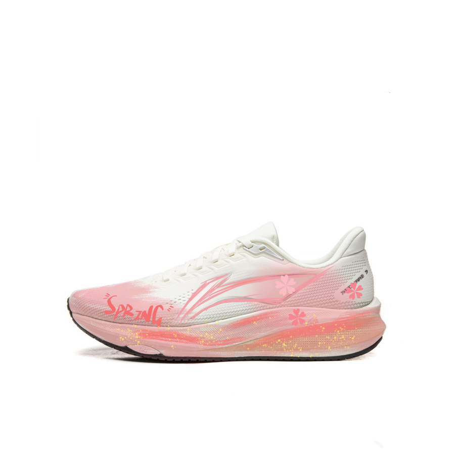 Li-Ning Li Ning Red Hare 9 Textile Cushioning Slip Resistant Abrasion Resistant Low top Marathon Running Shoes Men's White Pink