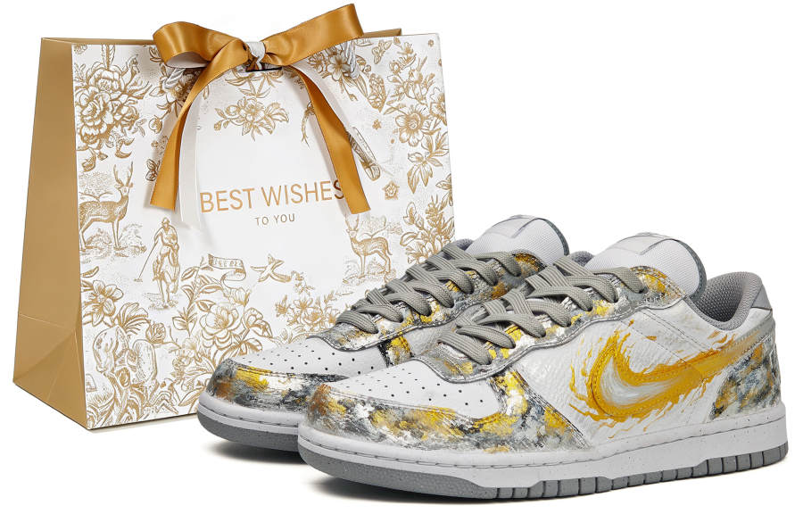 Nike Nike Big Black Gold Tarot Abrasion Resistant Slip Resistant Low top Skateboard Shoes Men's Gray Platinum