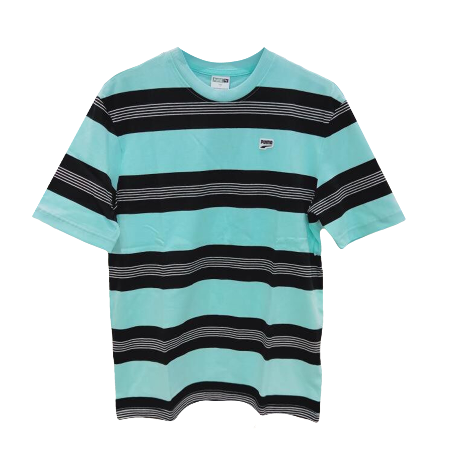 PUMA T Shirts Men's Teal/Black Crew Neck Moderate