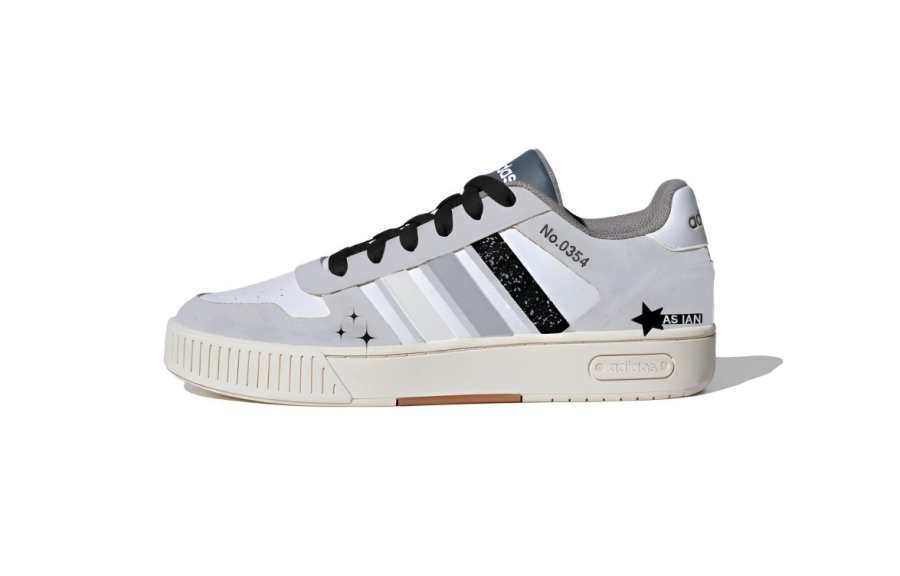 Adidas Neo D PAD Star Sparkle Suede Coverage Low top Skateboard Shoes Unisex White Gray