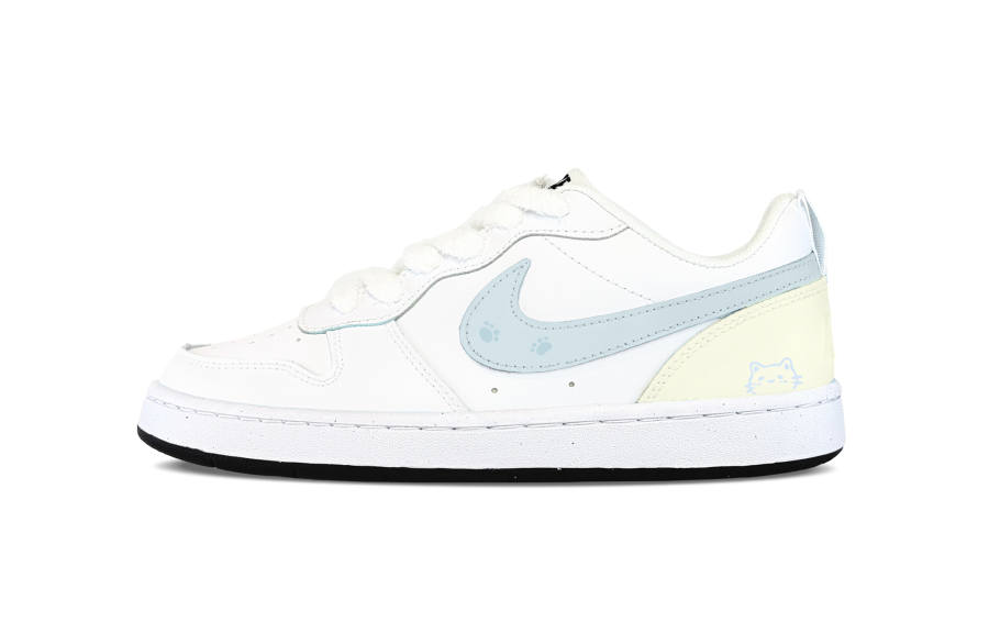 Nike Nike Court Borough Soy Milk Duo Synthetic Leather Abrasion Resistant Low top Kids' Skateboarding Shoes Blue Yellow