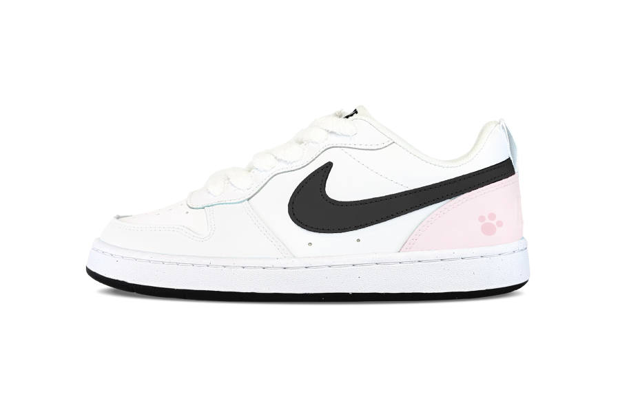 Nike Nike Court Borough Lots Of Fun Synthetic Leather Abrasion Resistant Low top Kids' Skateboarding Shoes Gray Pink