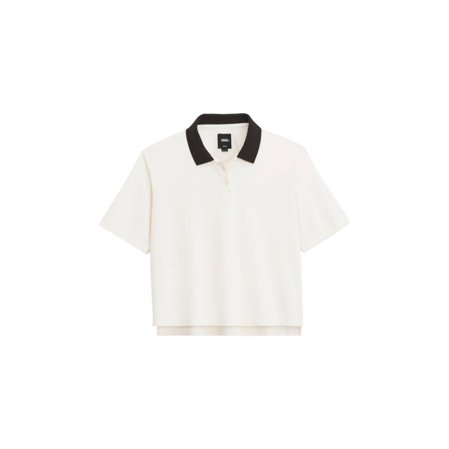 Vans Polo Shirts Women's Marshmallow White Polo Collar Moderate Straight Fit