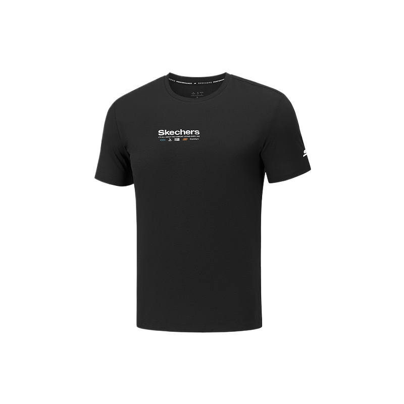 Skechers T Shirts Men's Carbon Black 0018 Crew Neck Moderate