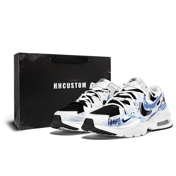 Nike Nike Air Max Fusion Fabric Cushioning Slip Resistant Breathable Running Shoes Unisex Blue Black