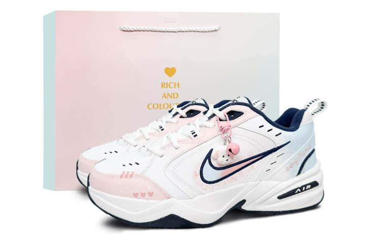 Nike Nike Air Monarch 4 Breathable Height Increasing Low top Chunky Sneakers Unisex Pink Blue