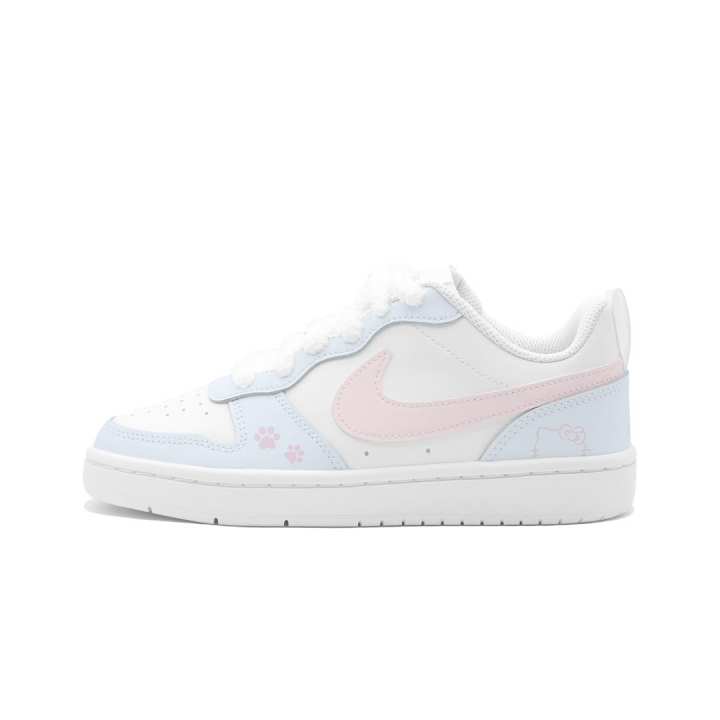 Nike Nike Court Borough 2 White Peach Mist Meow, Moon Dawn Leather Cushioning Abrasion Resistant Slip Resistant Low top