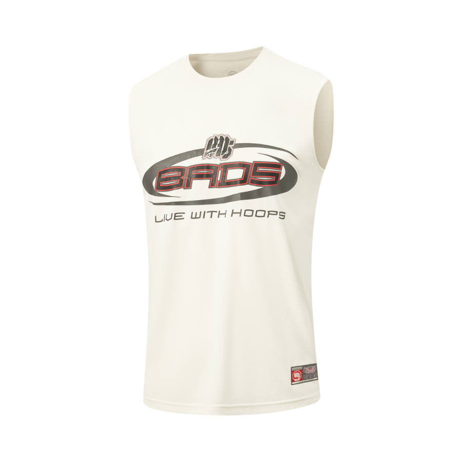 Li-Ning Li Ning BADFIVE Tank Tops Men's Ivory Crew Neck Moderate Straight Fit