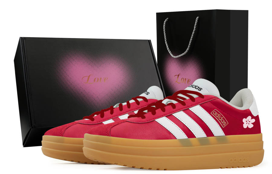 Adidas Adidas VL Court Bold Berry Flower, Heart Box Abrasion Resistant Slip Resistant Low top Skateboard Shoes Women's Red