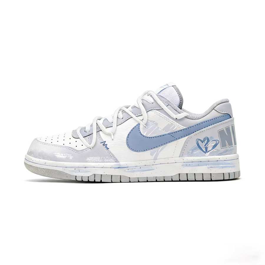 Nike Nike Big Blue Heart Leather Abrasion Resistant Breathable Low top Skateboard Shoes Unisex White, Haze Blue