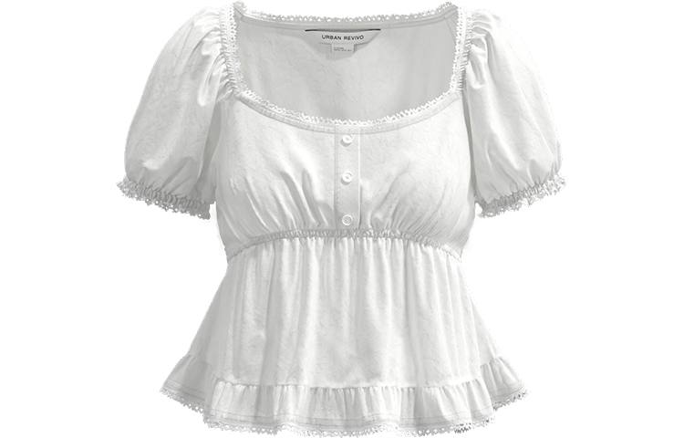 URBAN REVIVO Shirts Women's White Square Collar Moderate Straight Fit