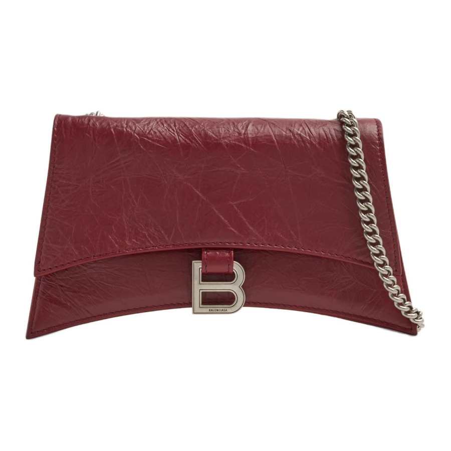 Balenciaga Crush Leather Shoulder Bag Mini Women's Burgundy Red