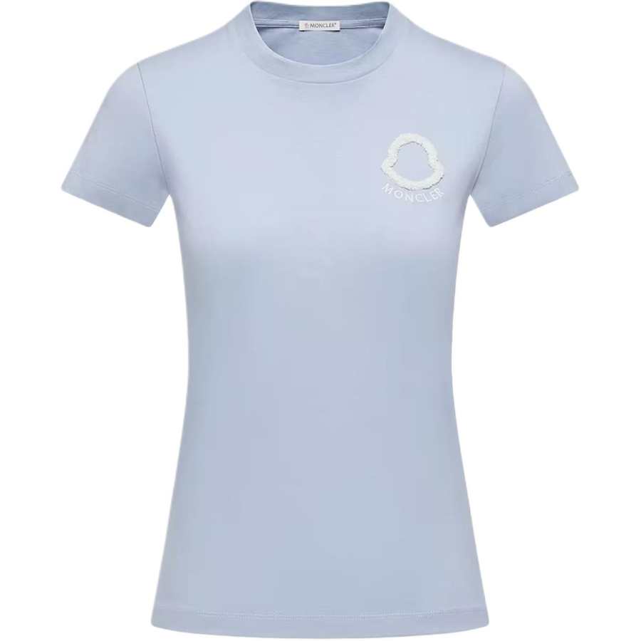 Moncler T Shirts Women's Light Blue Crew Neck